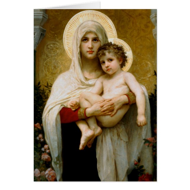 Vierge Marie Sympathie funéraire Carte Sainte Merc (Devant)