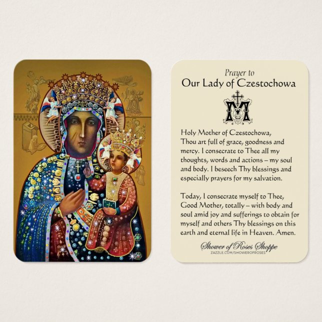 Vierge noire Marie Prière catholique (Devant & derrière)