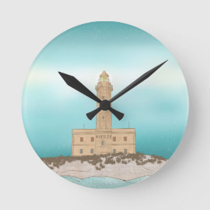 Vieste Lighthouse Italy Round Clock