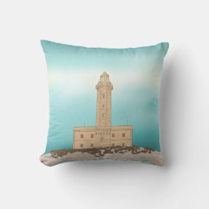 Vieste Lighthouse Italy Throw Pillow