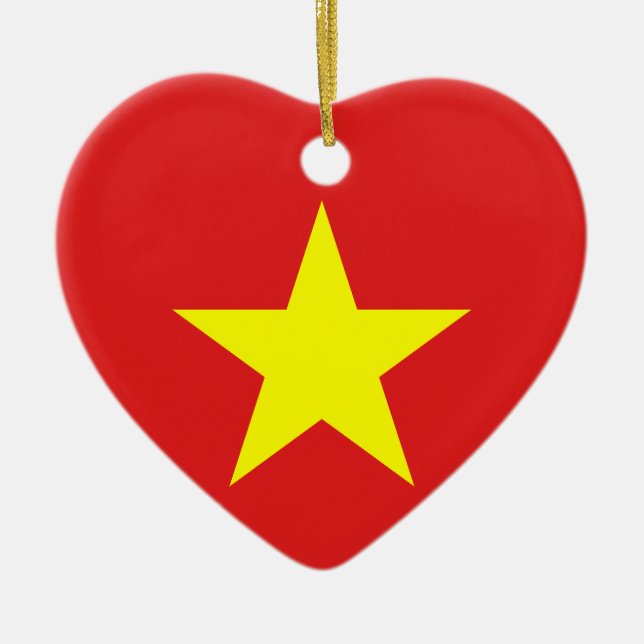 Viêt Nam Drapeau Jaune Étoile Ornement de Coeur (Devant)