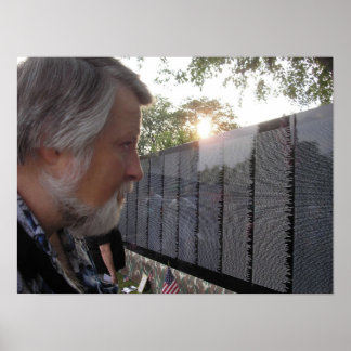 Viet Nam Veteran Visits the Traveling Wall Poster