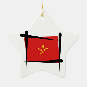 Vietnam Brush Flag Ceramic Ornament