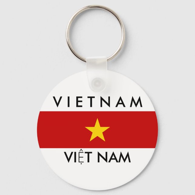 vietnam country flag name text symbol keychain (Front)