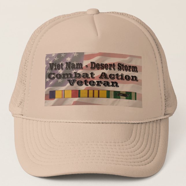 Vietnam - Desert Storm Combat Action Vet Trucker Hat (Front)