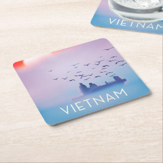 Vietnam evening sun Vacation poster Square Paper Coaster