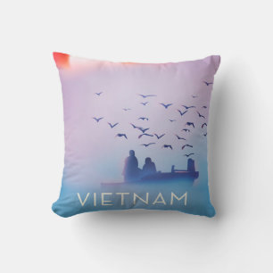 Vietnam evening sun Vacation poster Throw Pillow