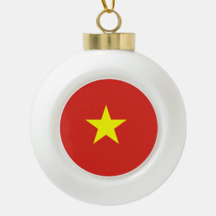 Vietnam flag ceramic ball christmas ornament