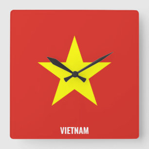 Vietnam Flag Dazzling Patriotic Square Wall Clock