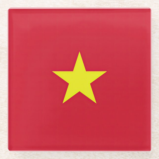 Vietnam flag glass coaster (Front)