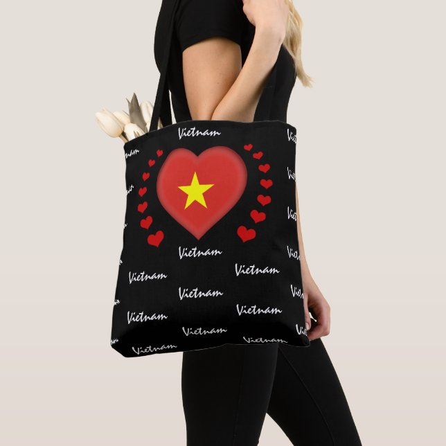 Vietnam Flag, Heart Vietnamese Flag fashion /sport Tote Bag (Close Up)