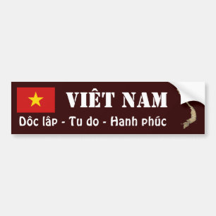 Vietnam Flag + Map Bumper Sticker