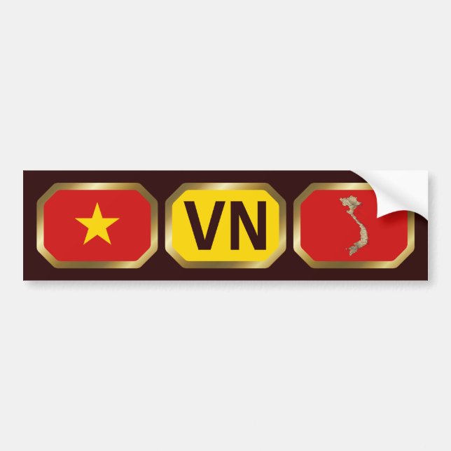 Vietnam Flag Map Code Bumper Sticker (Front)