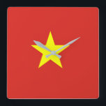 Vietnam flag square wall clock<br><div class="desc">The Vietnamese flag is a star on a field. The used colors in the flag are red,  yellow. The proportion of the Vietnamese flag is 2:3. The Flag of Vietnam was adopted in 1945.</div>