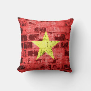 Vietnam Flag Vintage Throw Pillow