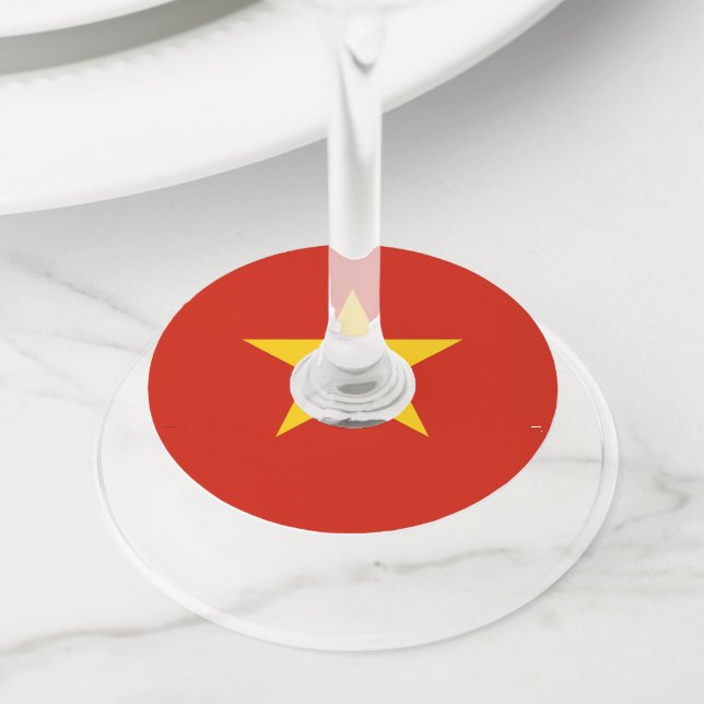 Vietnam flag wine glass tag (Close Up)