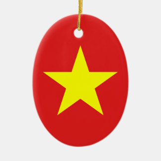 Vietnam Flag Yellow Star Oval  Ornament