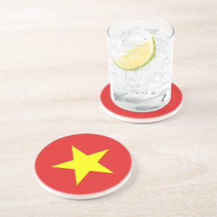 Vietnam Flag Yellow Star Round Coaster