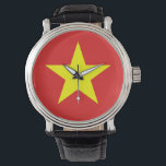 Vietnam Flag  Yellow Star Watch<br><div class="desc">Vietnamese Flag on vintage style watch for him. Matching accessories,  home products,  electronics,  office products and more... </div>