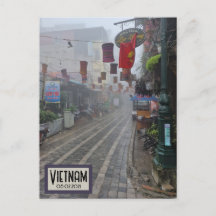 Vietnam Foggy Street, Customizable Date Postcard