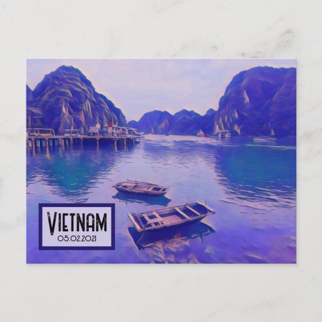 Vietnam Ha Long Bay Customizable Date Postcard (Front)