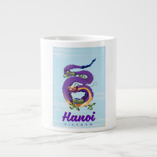 Vietnam Hanoi vintage dragon travel poster Large Coffee Mug