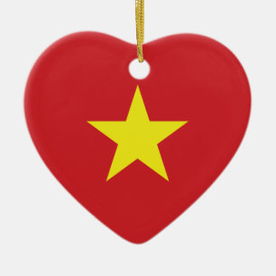 Vietnam Heart Flag Ceramic Ornament
