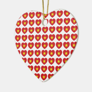 Vietnam Heart Flag Ceramic Ornament
