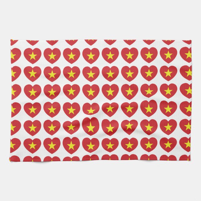 Vietnam Heart Flag Kitchen Towel (Horizontal)