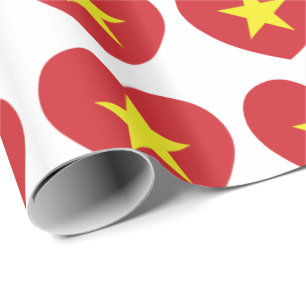 Vietnam Heart Flag Wrapping Paper