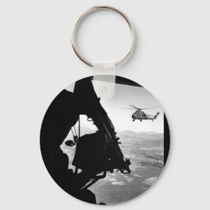 Vietnam:  helicopter and soldier approaching targe keychain