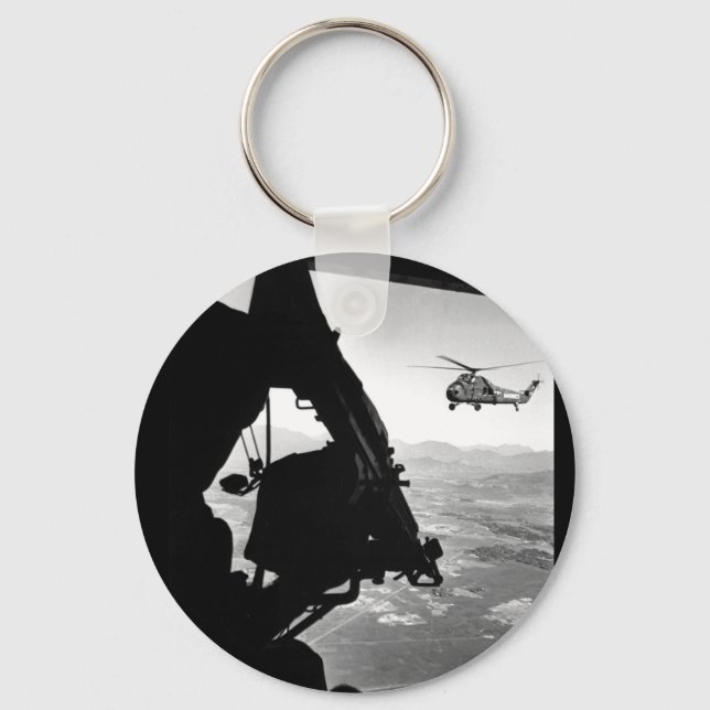 Vietnam:  helicopter and soldier approaching targe keychain (Front)