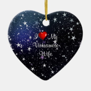 Vietnam: I Love My Vietnamese Wife Ceramic Ornament