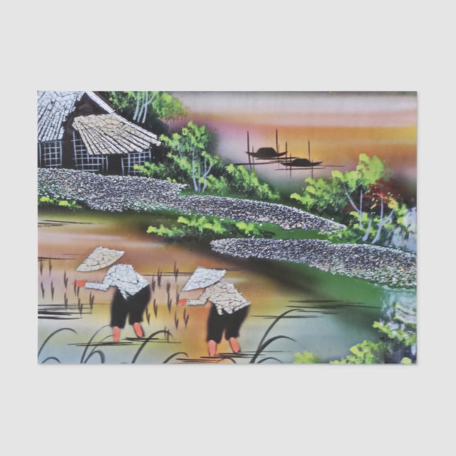 Vietnam Landscape Rice Fields Tissue Decoupage  Tissue Paper (Front)