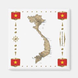 Vietnam Map + Flags Magnet