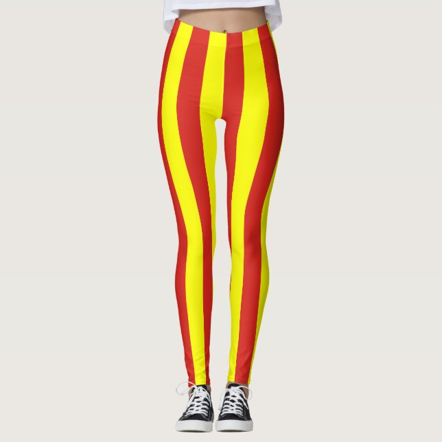 Vietnam National Flag Colours Vertical Striped Leggings (Front)