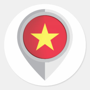 Vietnam Pin Location Flag Classic Round Sticker