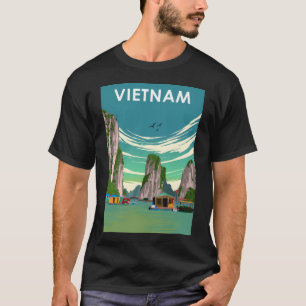 Vietnam Retro Vintage Minimal Country Travel Poste T-Shirt