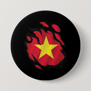 Vietnam Ripped Flag 3 Inch Round Button