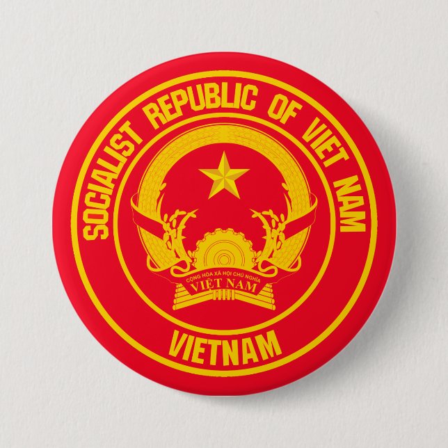 Vietnam Round Emblem 3 Inch Round Button (Front)