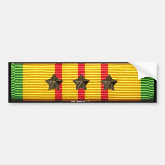 Vietnam Service Ribbon - 3 Campaign Stars Bumper Sticker (Front)