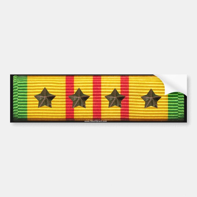 Vietnam Service Ribbon - 4 Campaign Stars Bumper Sticker (Front)