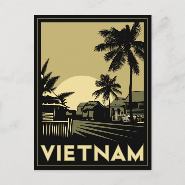 vietnam southeast asia art deco retro travel postcard (Front)