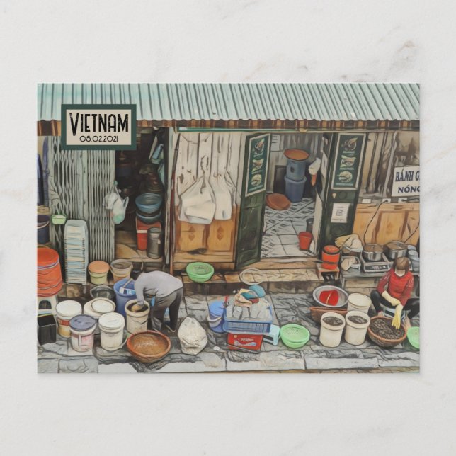 Vietnam Street Life, Customizable Date Postcard (Front)