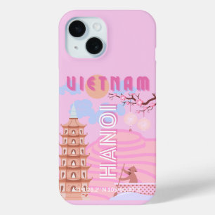 Vietnam Travel Art, Pink iPhone 15 Case