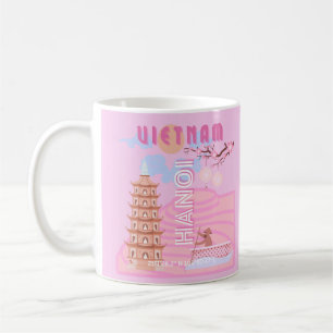 Vietnam Travel Art, Pink Coffee Mug