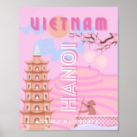 Vietnam Travel Art, Pink