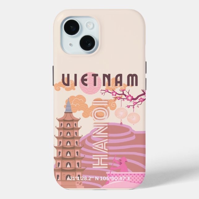 Vietnam Travel Art, Retro Case-Mate iPhone Case (Back)