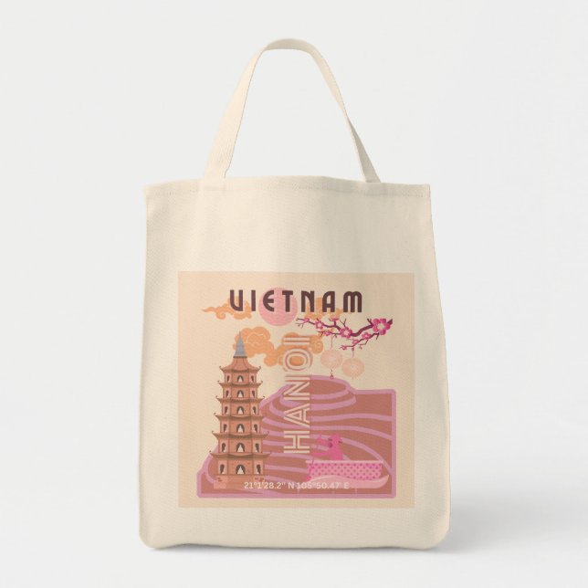 Vietnam Travel Art, Retro Tote Bag (Front)
