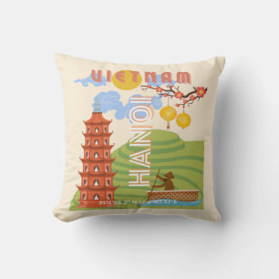 Vietnam Travel Art Throw Pillow